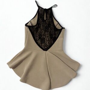 a'gaci Tan and Black Lace Pelpum Halter Top
